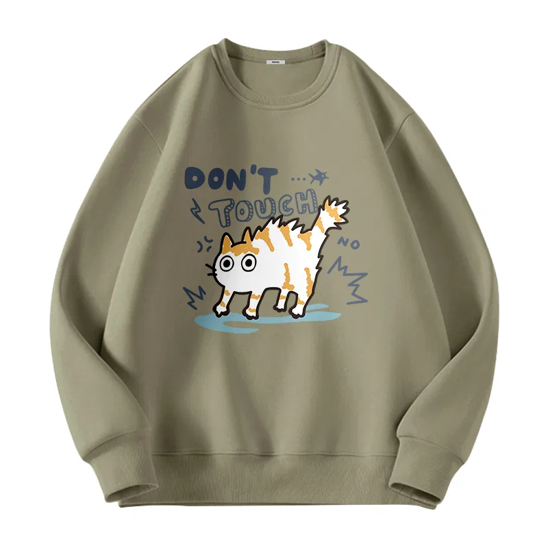 Свитшот детский Heavyweight Spring Fall Gray Pea Green (Ma Kitten Warning) MINISO, Gray Pea Green
