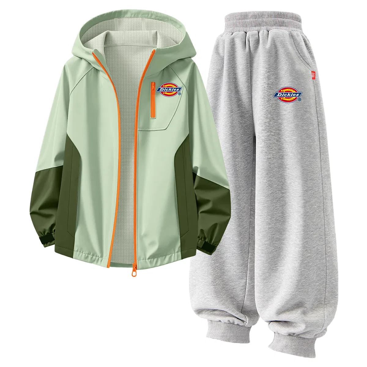 Детский комплект спортивной одежды с капюшоном Dickies, Silicone Standard K Green+Standard Thick K Gray