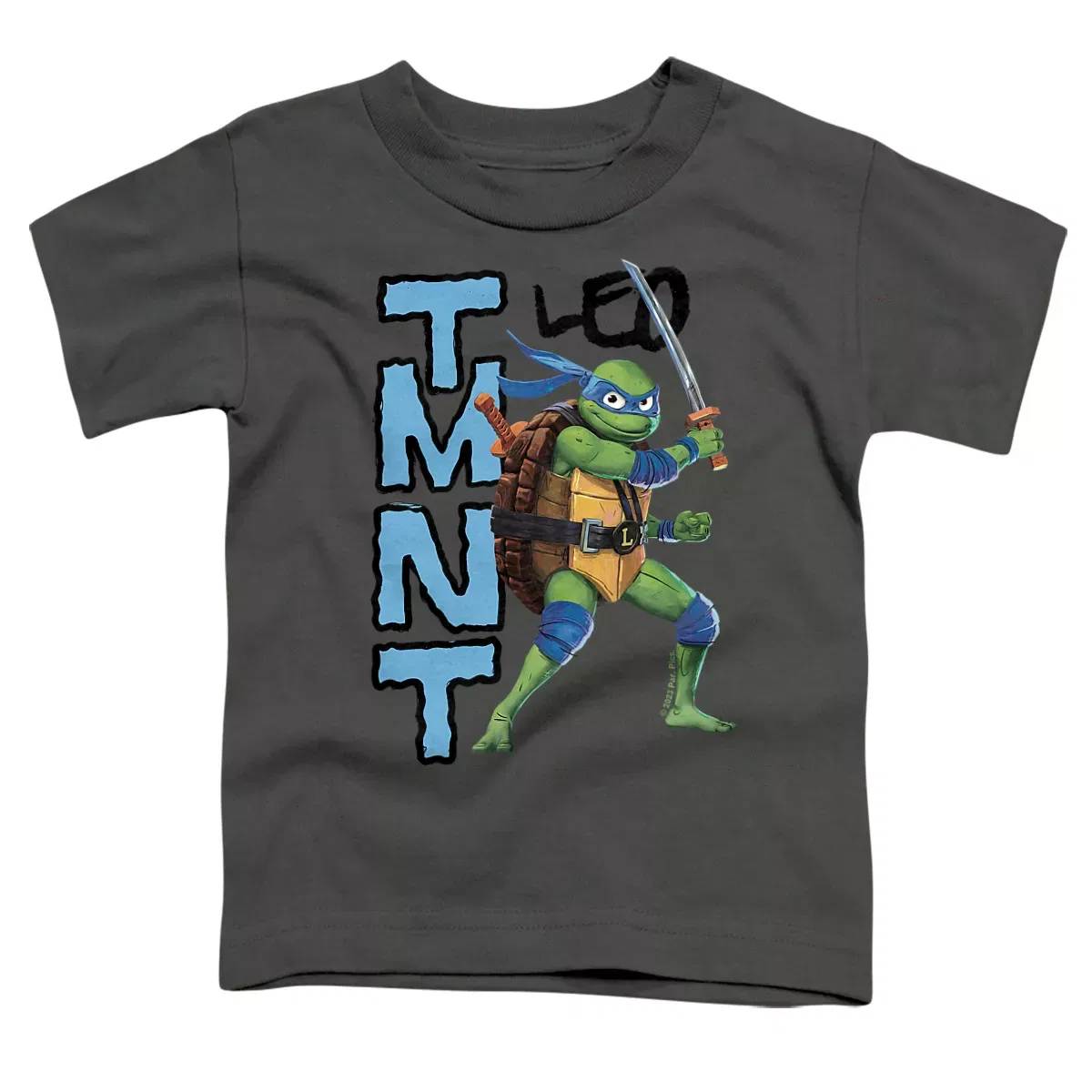 Детская футболка с принтом TMNT Mutant Mayhem Leo Teenage Mutant Ninja Turtles, Charcoal
