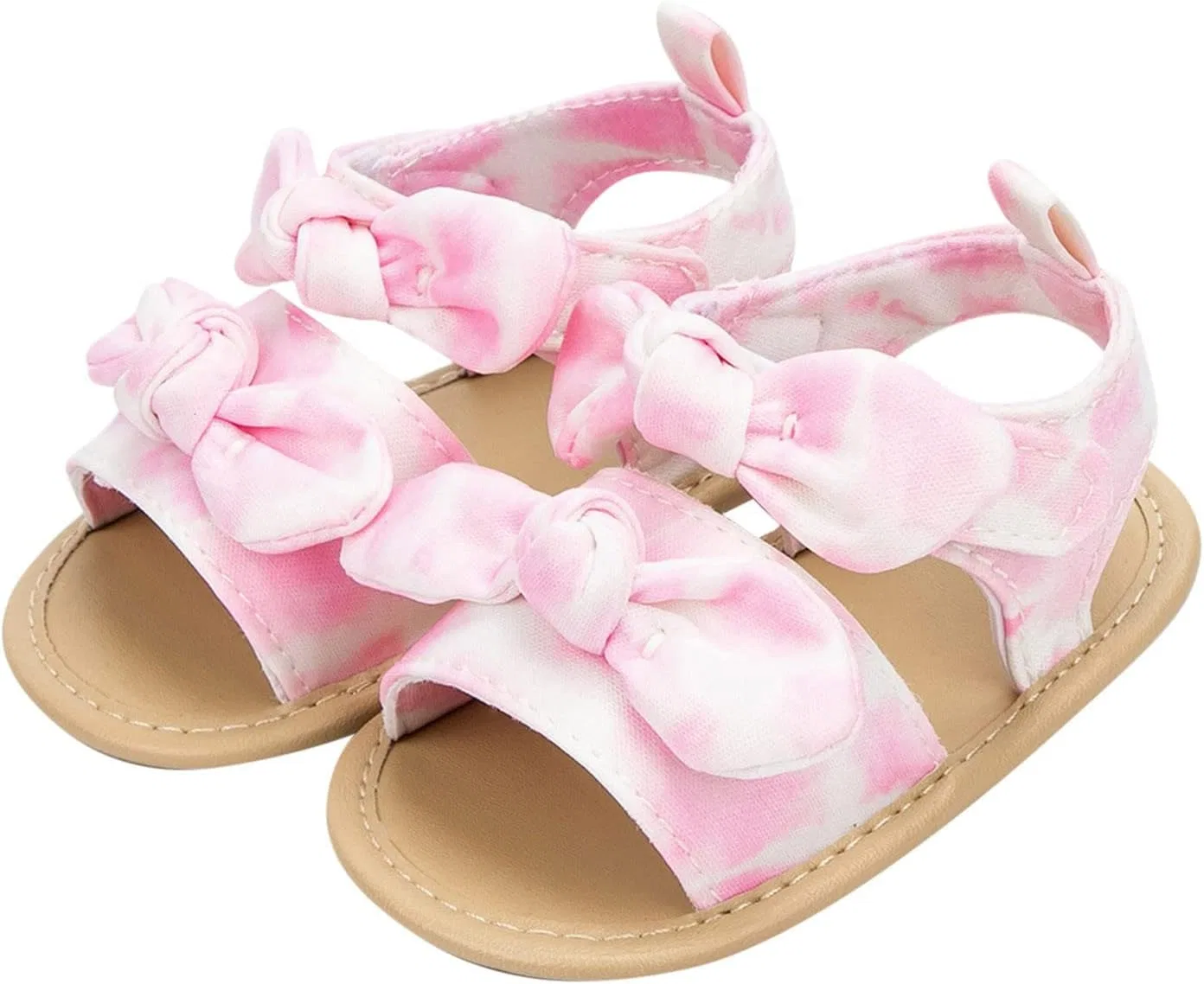 Детские ботиночки для девочек с открытым носком и бантом, модель Tie Dye Shoes, Pink
