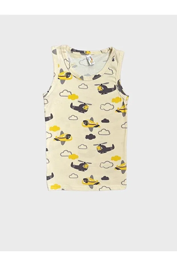 Детский комплект для мальчиков с принтом Helicopter Pattern Elmas Kids, Cream — фото 3