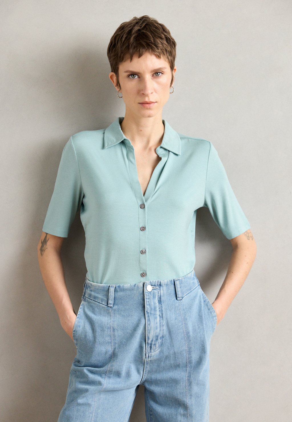 

Блузка на пуговицах BLOUSE SHORT SLEEVE CLASSIC FIT Marc O'Polo, мятный
