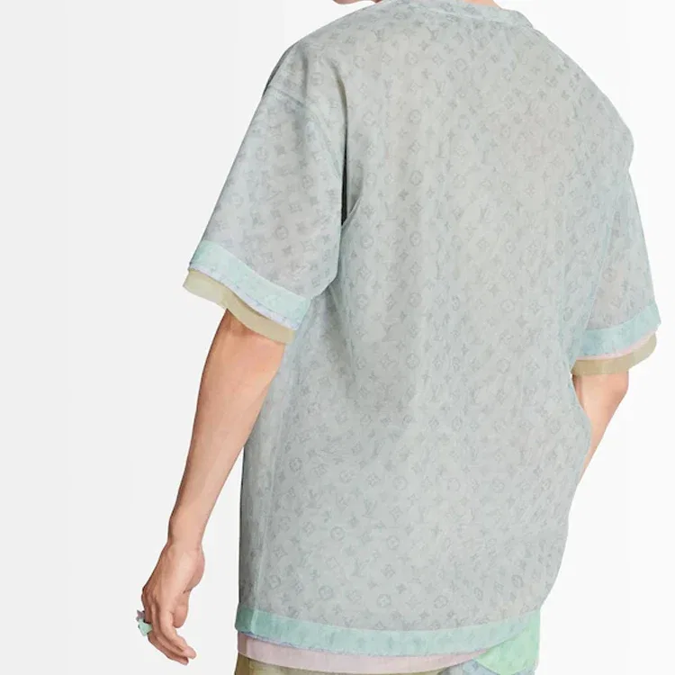 Мужская футболка LV SS20 Monogram Silk For Men Blue LOUIS VUITTON, синий — фото 3