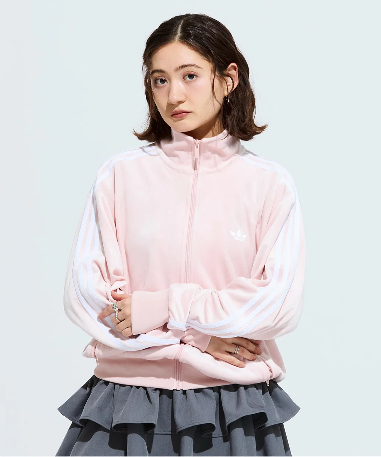Женский/Мужской лонгслив-трактор Adidas Originals FB TT Velour, модель Firebird, Pink — фото 3