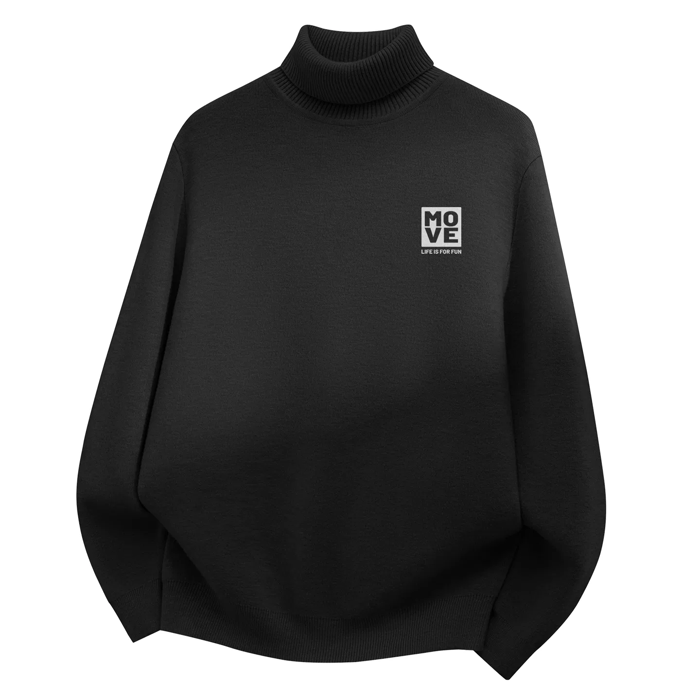 Детский свитер с принтом MINISO, Integrated Fleece Turtleneck, Dark Gray (Heartbeat Label Chest Logo) — фото 3