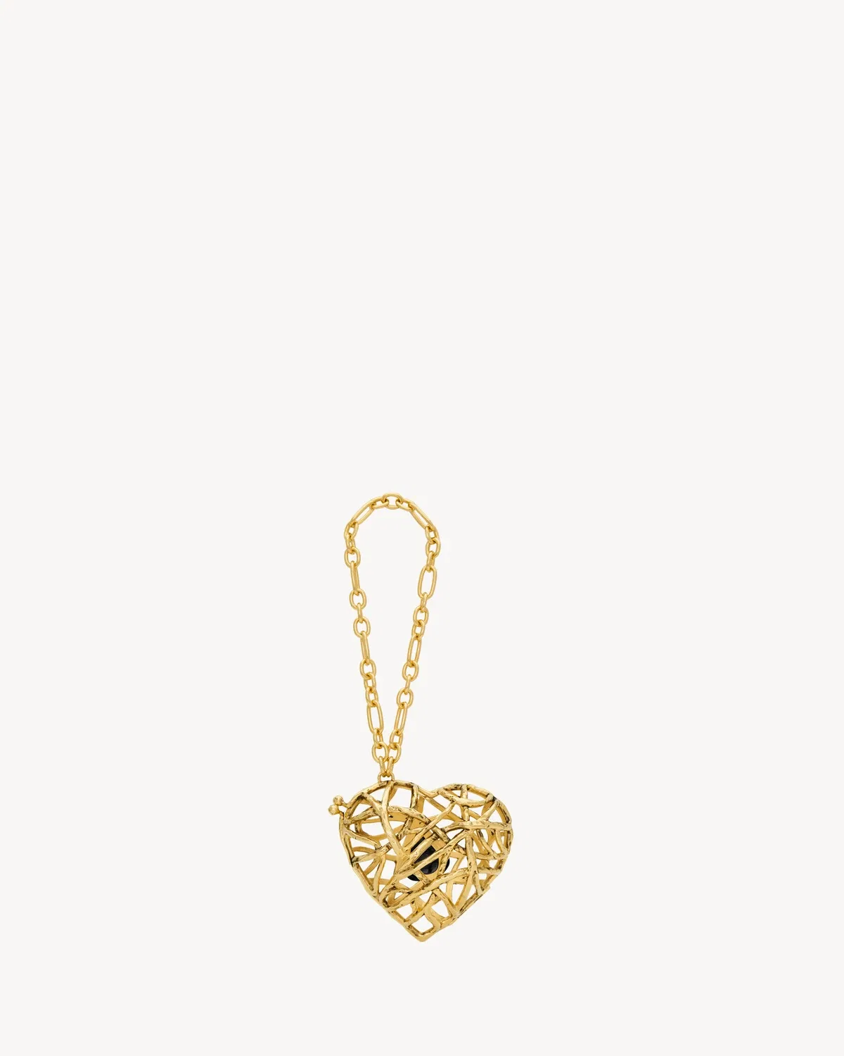 Вечерний клатч-сердце из металла и камня SAINT LAURENT, золотой — фото 2