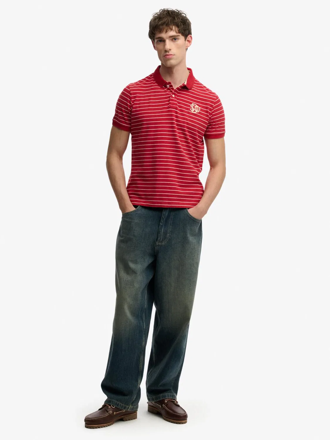Поло Superdry Red Vintage Stripe Jersey, красный — фото 3