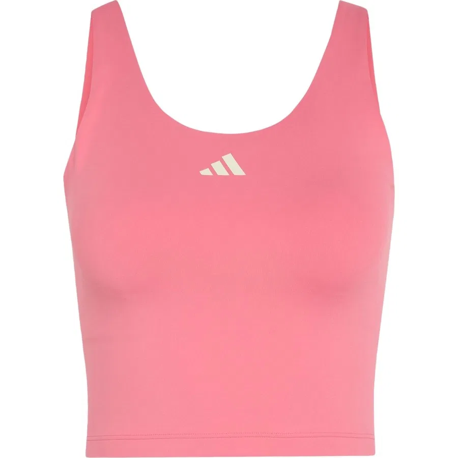 Спортивный топ без рукавов с принтом Performance KX3162 3 Stripes Studio All Me Light Support Tank adidas, Коричневый — фото 3