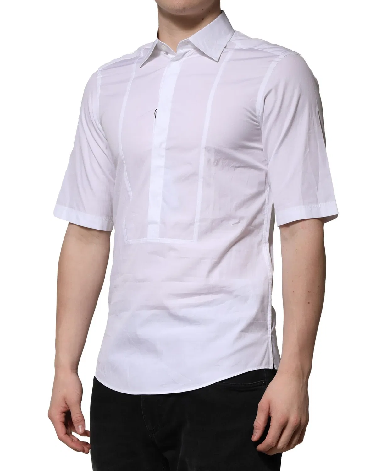 Мужская рубашка с коротким рукавом White Cotton Short Sleeves Dress Formal Shirt Dolce & Gabbana, White — фото 3