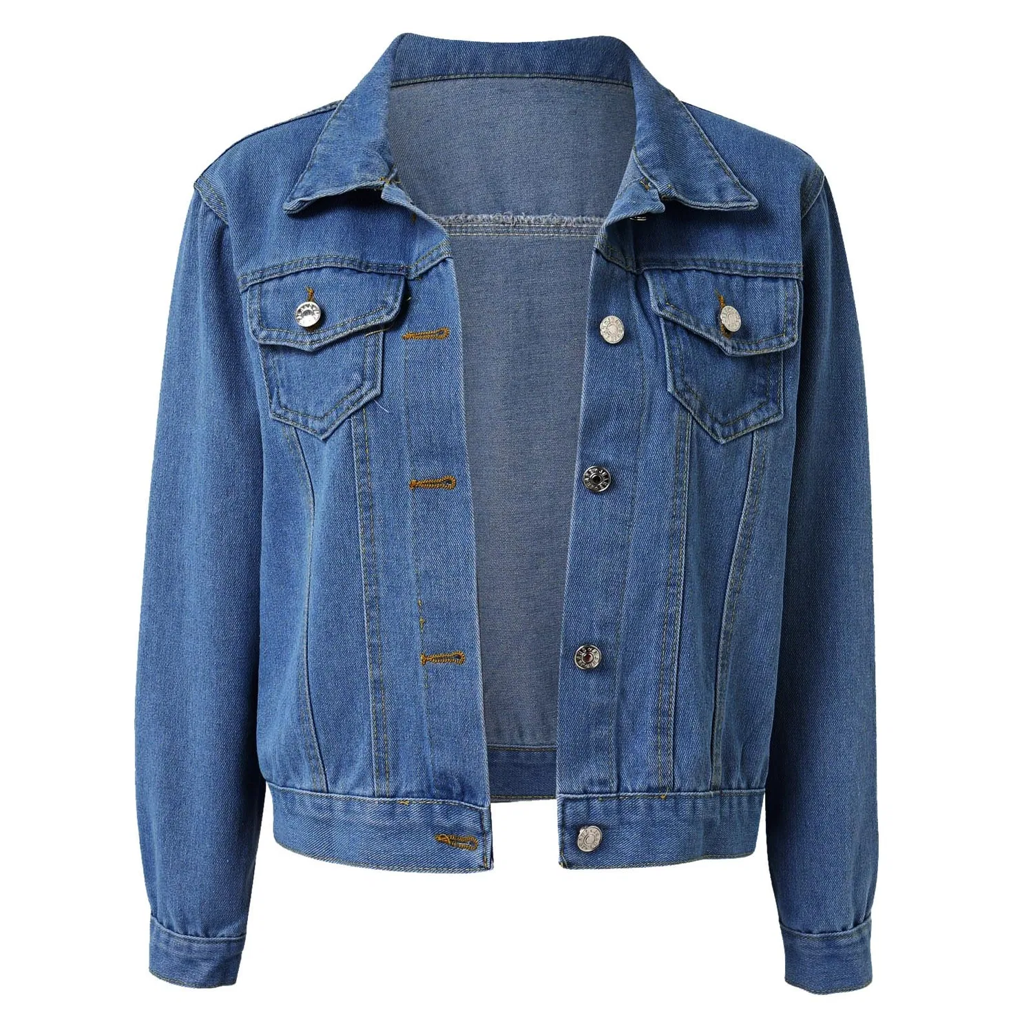 Женская джинсовая куртка Slim Fit с длинным рукавом, Blue — фото 2