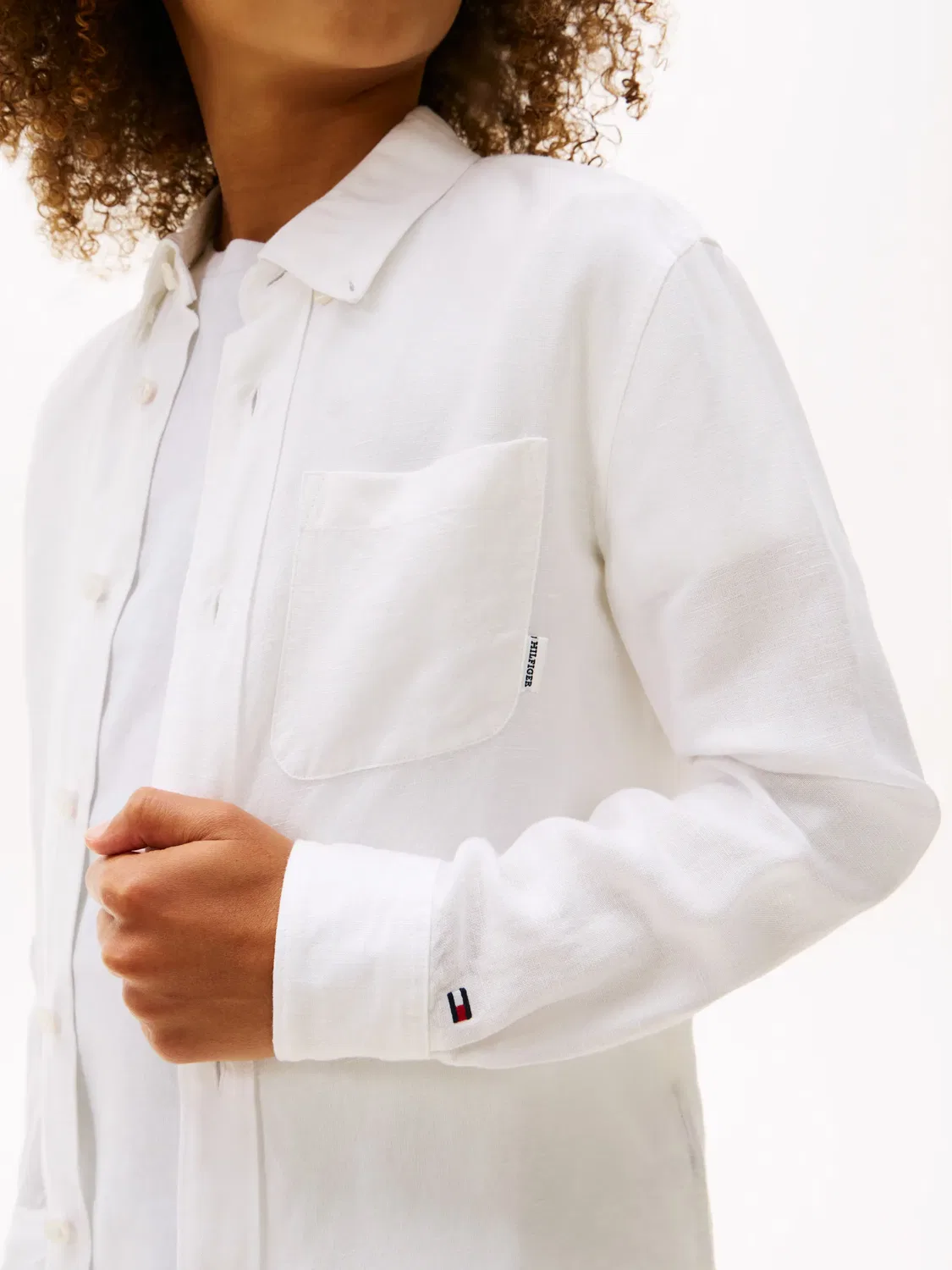 Детская рубашка для мальчиков льняная Tommy Hilfiger, Blanco — фото 3