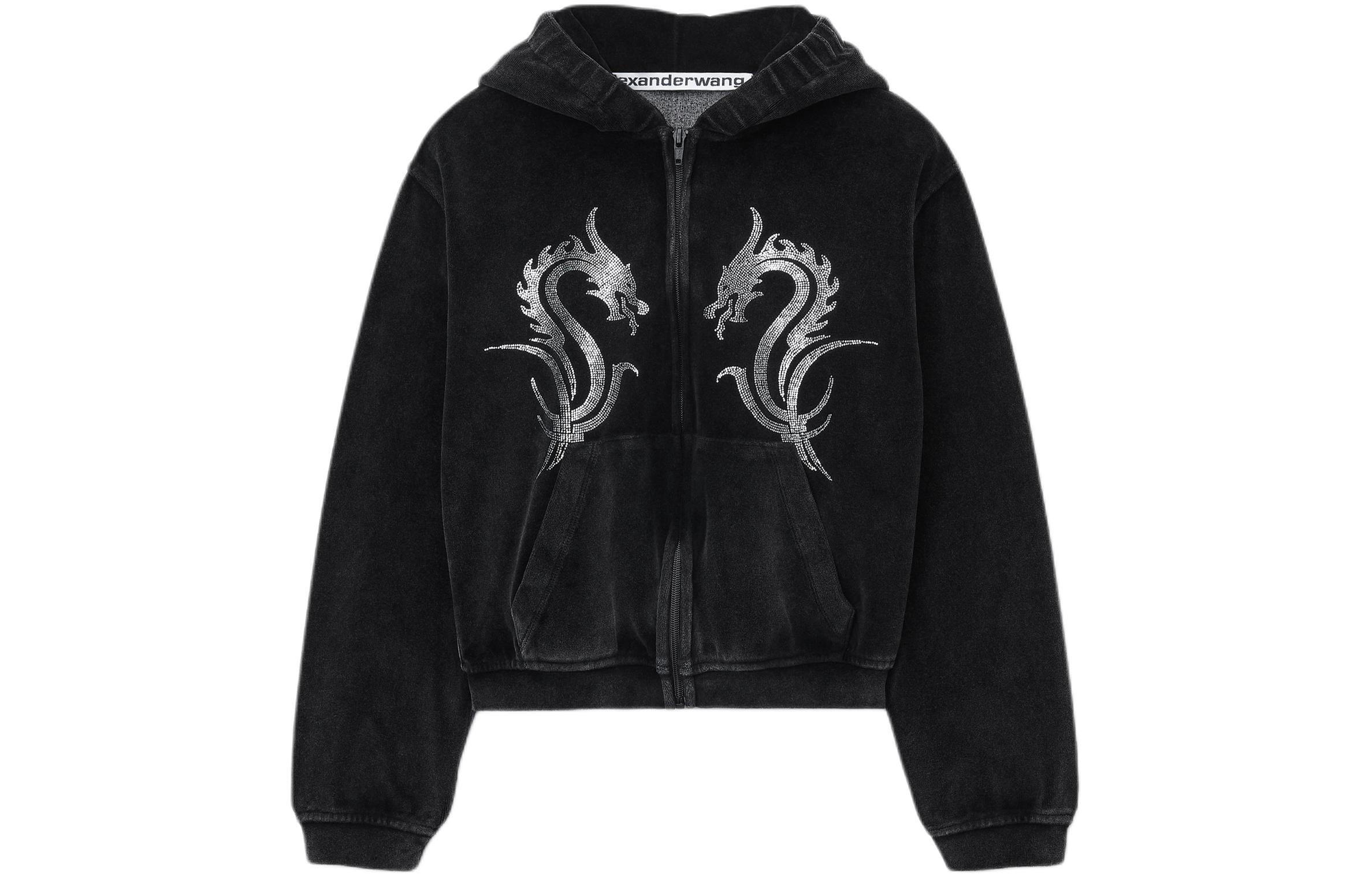 

Куртка-худи с молнией и кристаллами Alexander Wang, черная