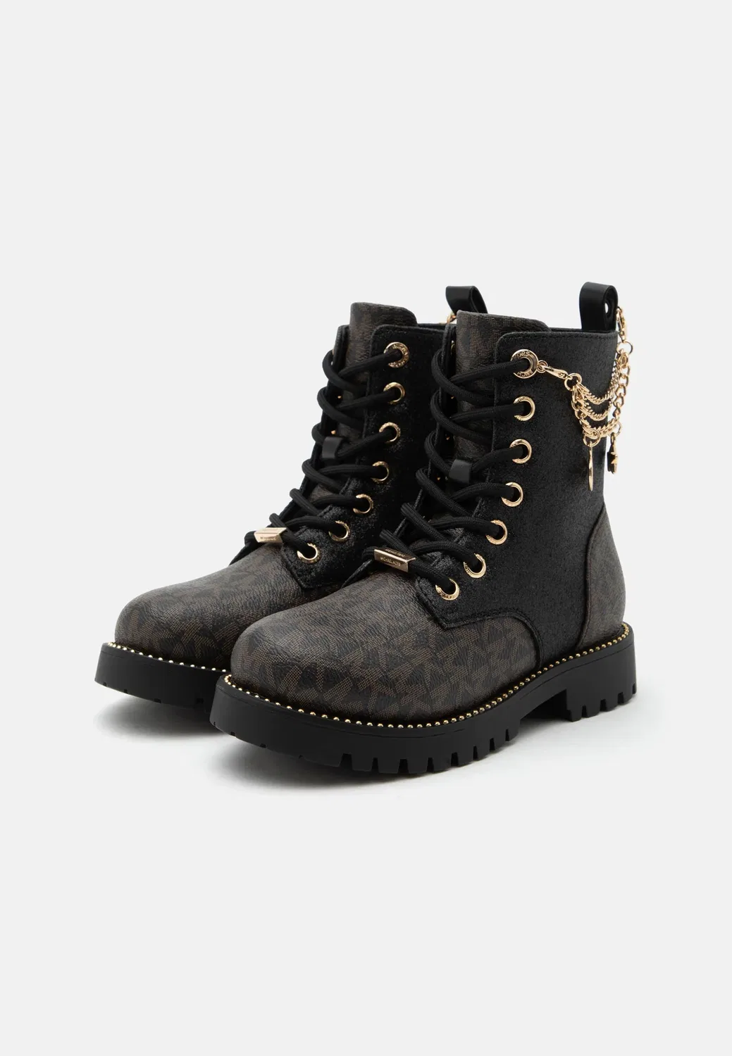 Детские и подростковые ботильоны Kalina Charm на шнуровке Michael Kors Kids, Brown/Butternut/Black — фото 2