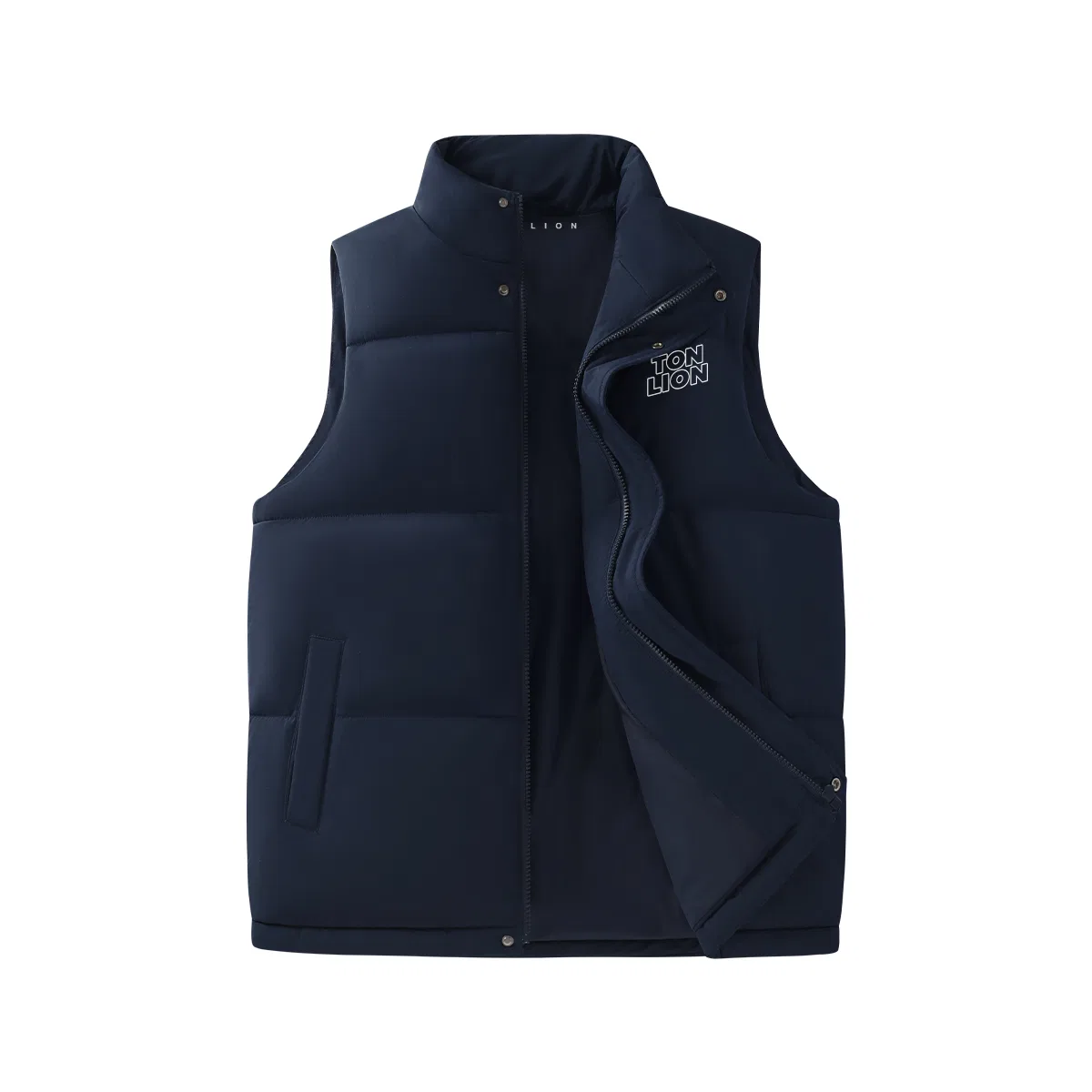 Детский утепленный жилет свободного кроя со стоячим воротником Tonlion, Цвет (Dark Blue) (Tn Beautiful World Badge)