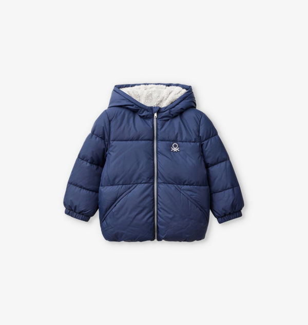 

Утепленная куртка с фирменной вышивкой 3-6 лет Benetton, синий