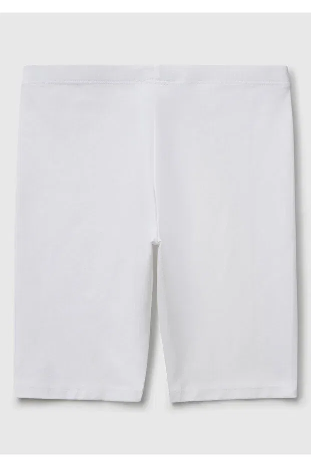 Детские леггинсы для девочек с принтом White Tone Sur Tone Logo Embroidered Mini Biker United Colors Of Benetton, White — фото 2