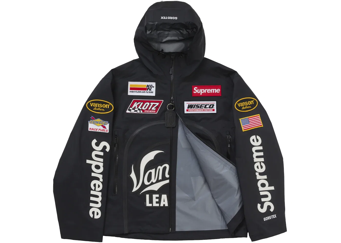 Мужская куртка из кожи GORE-TEX Vanson Leathers Supreme, Black — фото 2