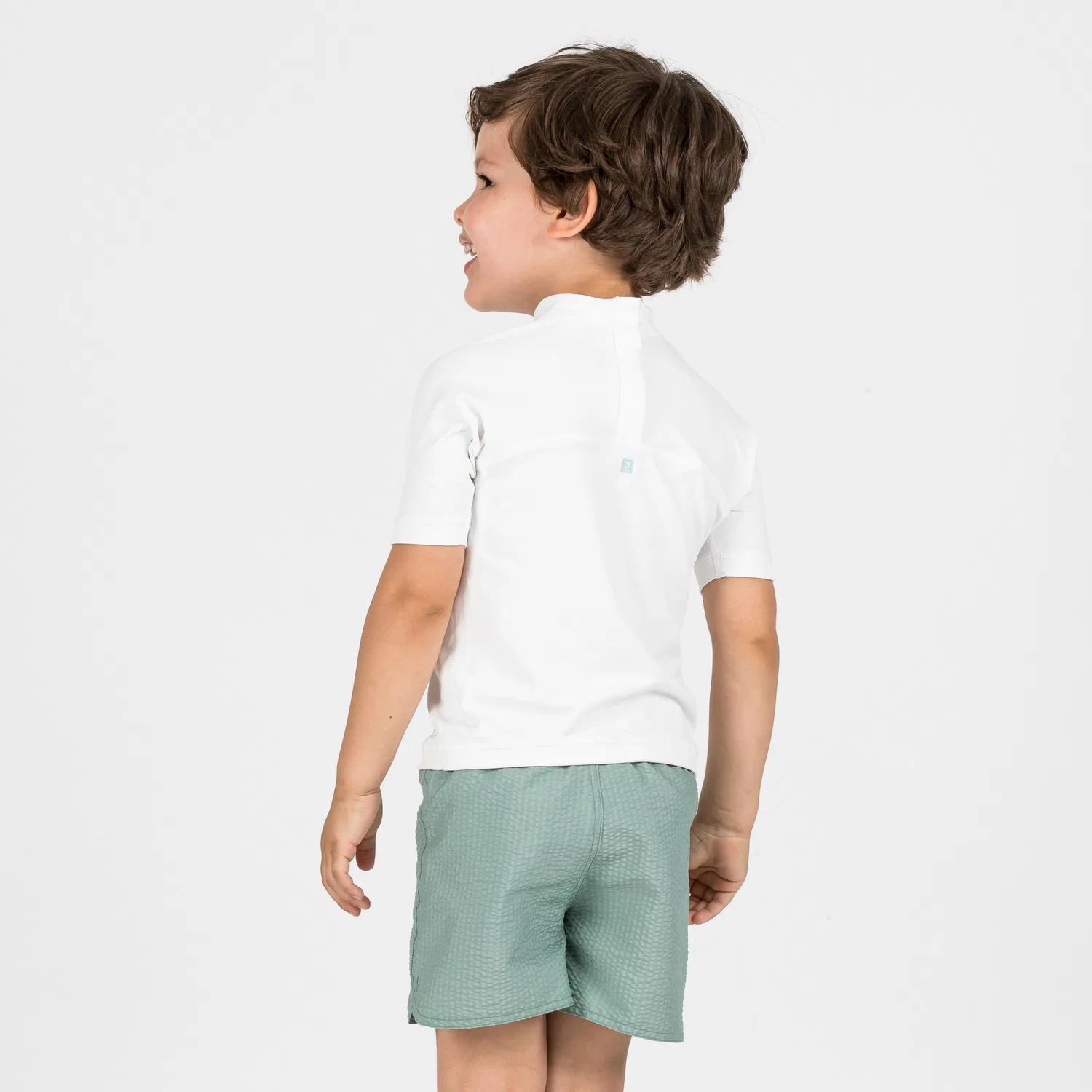 Детская футболка с коротким рукавом UV-Shirt kurzarm Baby Fish белая Decathlon — фото 4