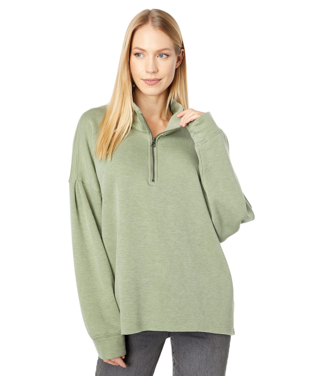 

Пуловер Dylan by True Grit, Madison Lux Fleece High-Low Zip Pullover w/ Drop Shoulder & Raw Edge Hem, Серый, Пуловер Dylan by True Grit, Madison Lux Fleece High-Low Zip Pullover w/ Drop Shoulder & Raw Edge Hem