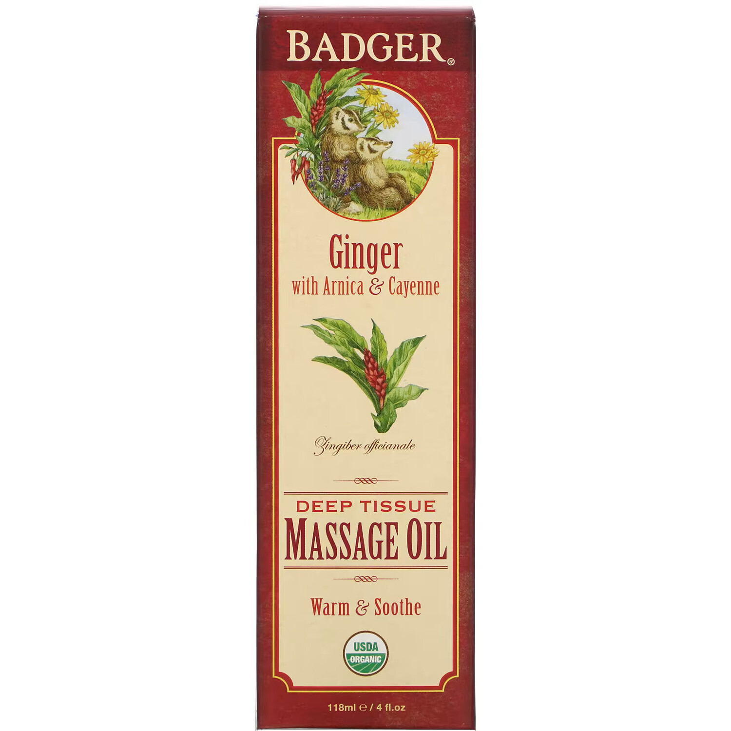 Badger Company, Масло для массажа глубоких тканей, имбирь с арникой и кайенским перцем, 118 мл (4 жидк. Унции) — фото 3