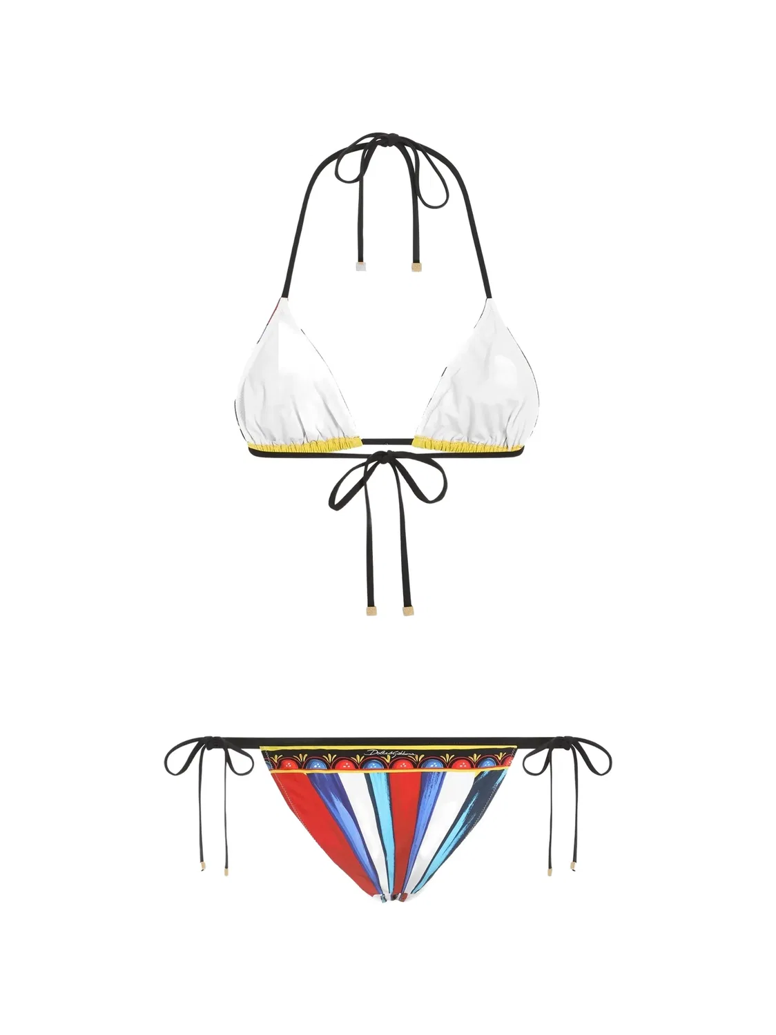 Dolce & Gabbana Треугольный купальник-бикини Carretto белый — фото 2