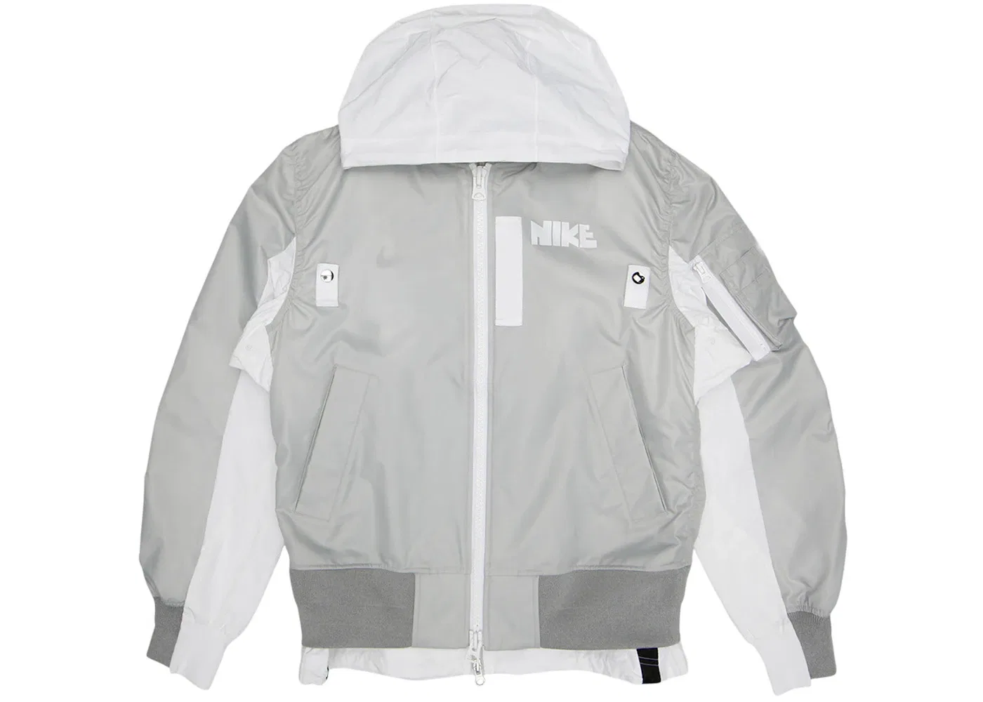 Мужская куртка-бомбер многослойная Nike x Sacai, Grey Fog