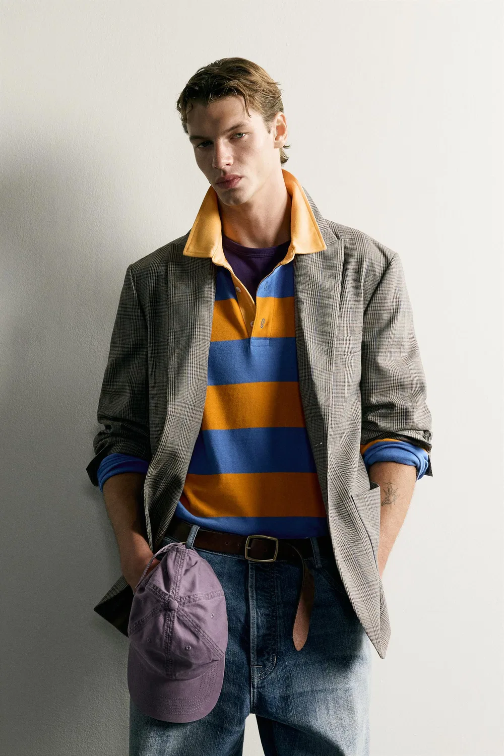 Блейзер свободного кроя, 100% шерсть, в клетку. ZARA, Brown — фото 2