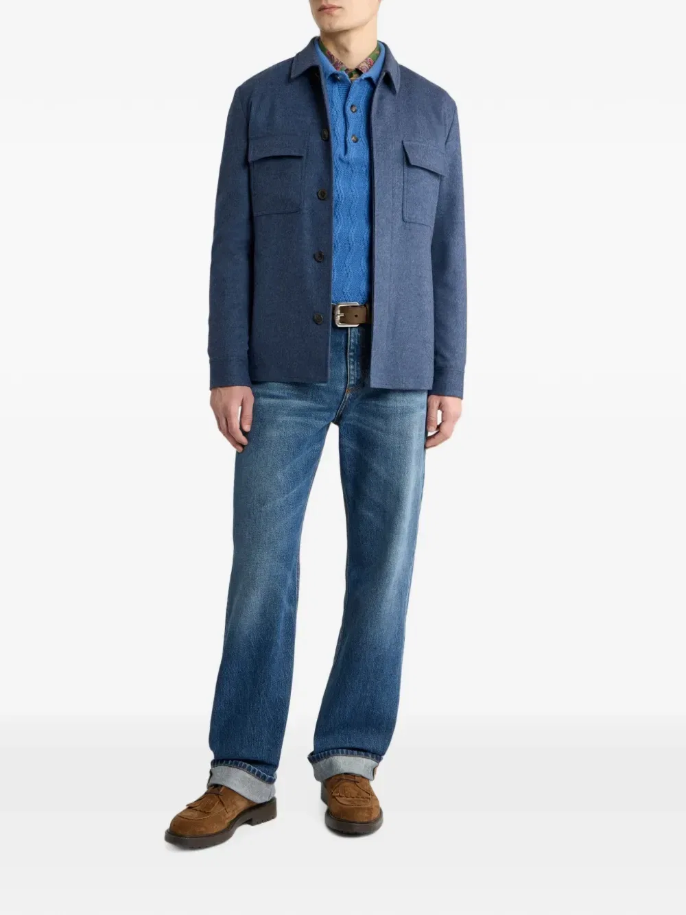 Куртка-рубашка из смеси шерсти и кашемира Etro, синий — фото 2