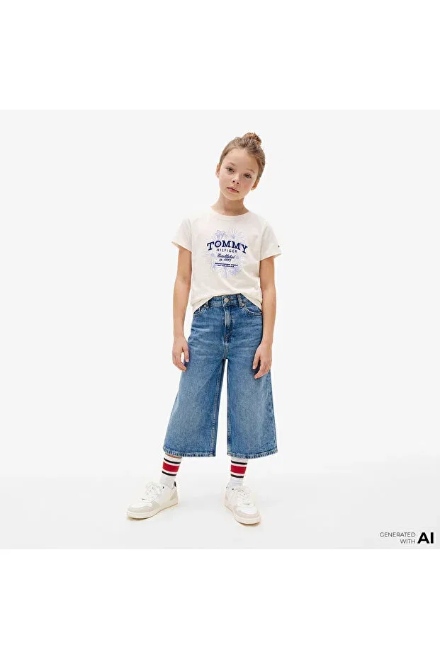 Детская футболка для девочек хлопковая Flower Kids Tommy Hilfiger, White — фото 3