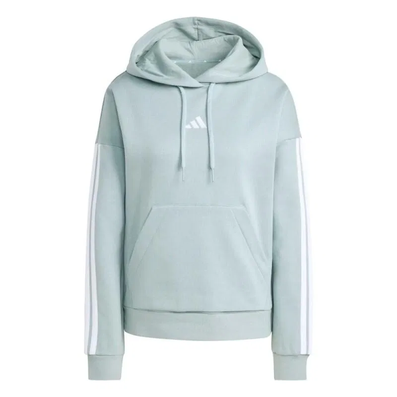 Женское флисовое худи с принтом 3-Stripes Adidas, серое Белый