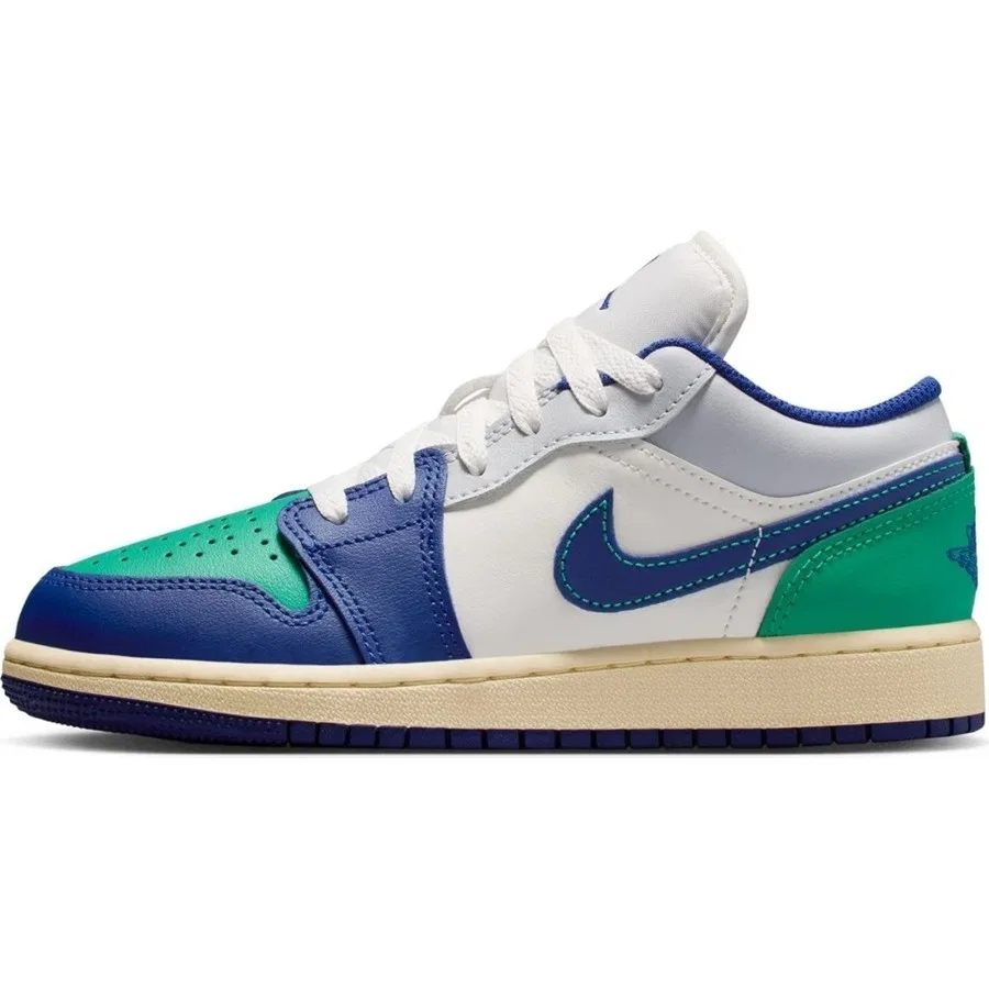 Кроссовки повседневные с кожаным верхом Air Jordan 1 Low (GS) Nike, Сине-зеленый
