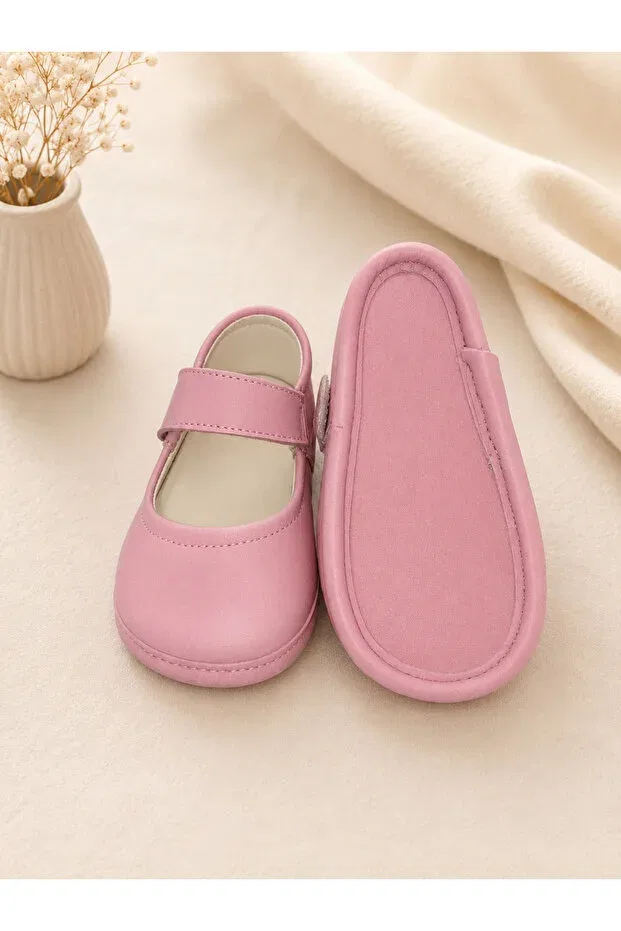 Детские пинетки для девочек кожаные Basics My Baby Kumsal, Pink — фото 4