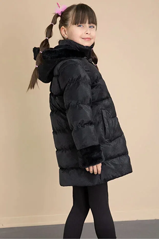 Детское зимнее пальто для девочек пуховик Gnygiyim, Black Black — фото 4
