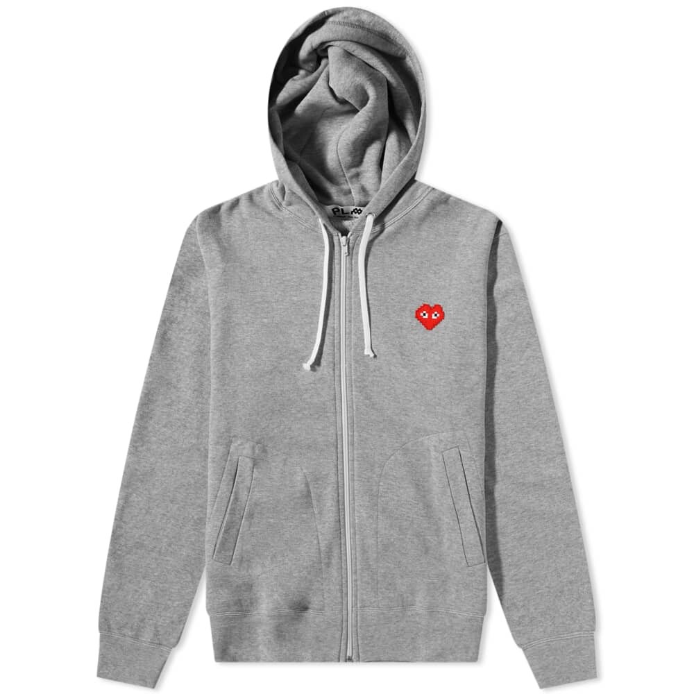 

Толстовка Comme des Garçons Play Invader Heart Zip Hoody, Серый, Толстовка Comme des Garçons Play Invader Heart Zip Hoody