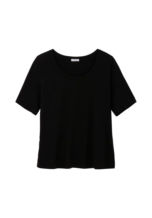 

Рубашка с широким круглым вырезом в рубчик Sheego, черный