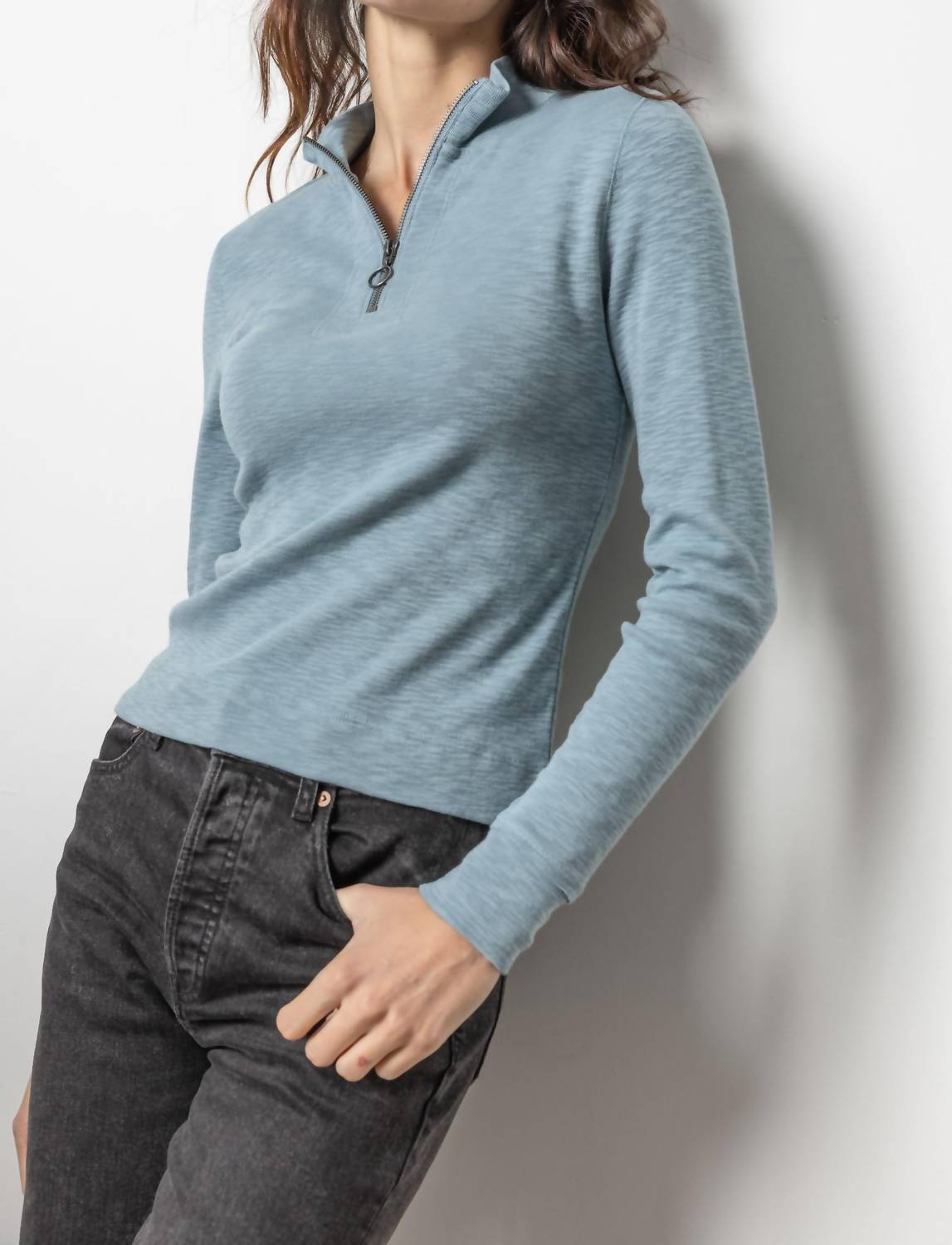 

Топ с воротником-стойкой на молнии спереди, цвет сланец Lilla P, цвет slate