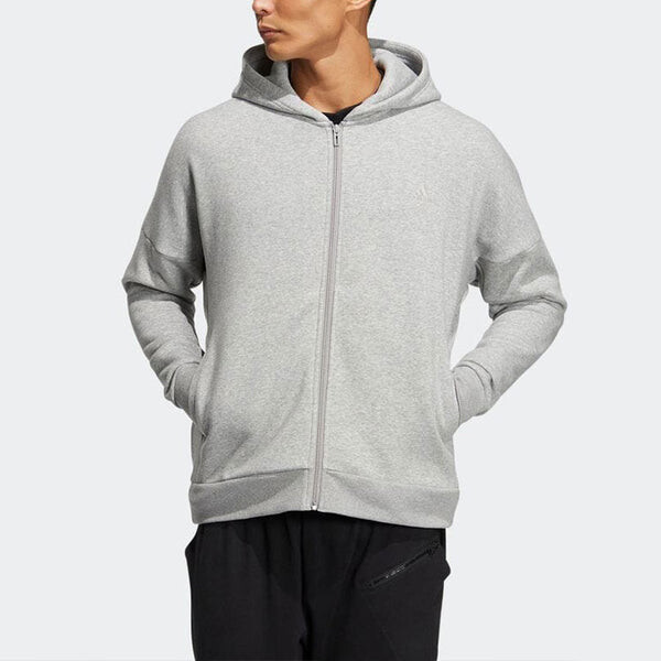 Толстовка adidas Solid Color Minimalistic Alphabet Printing Zipper Cardigan Jacket Gray, серый — фото 2