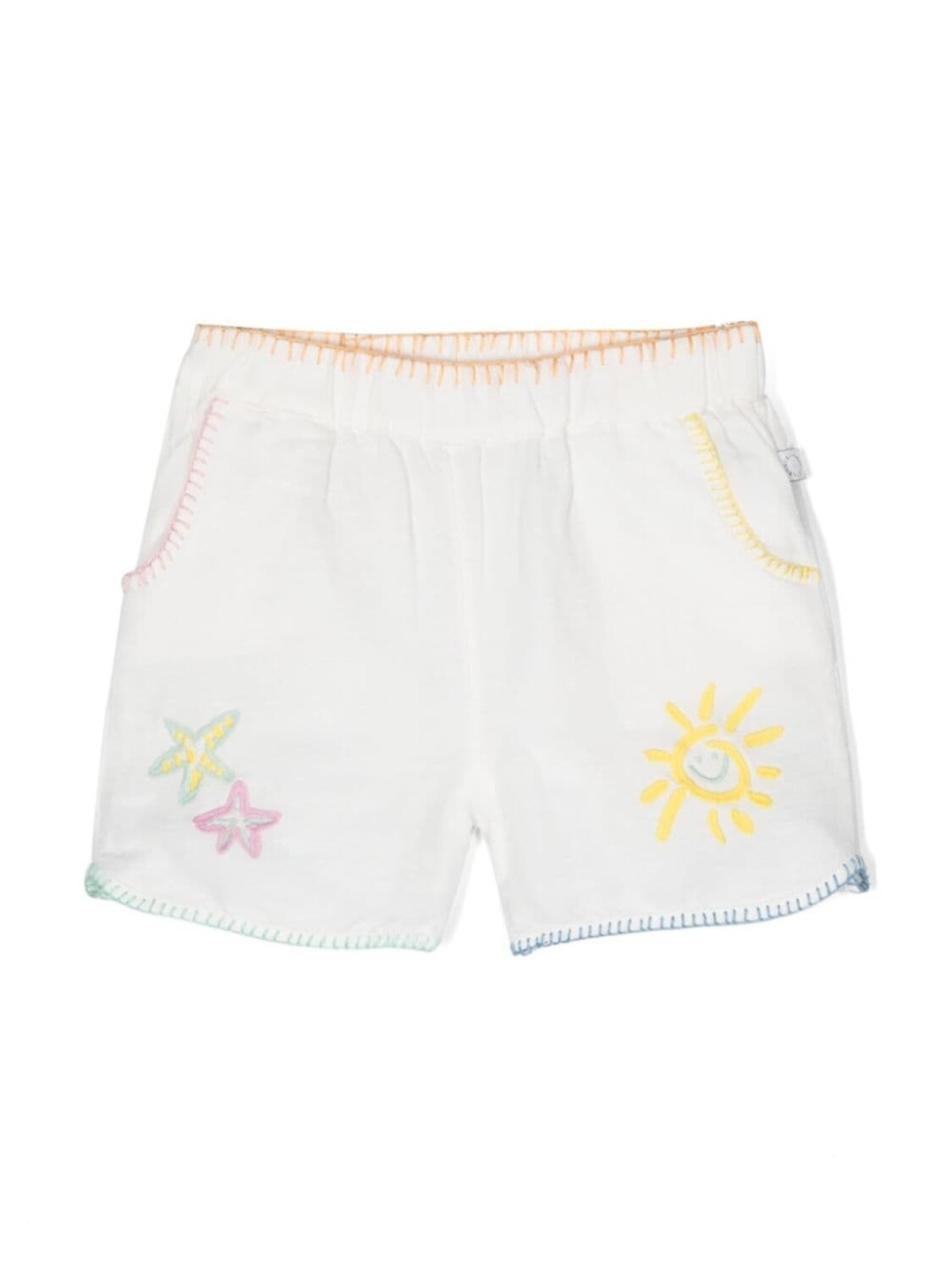 

Stella McCartney Kids шорты из ткани шамбре с вышивкой, белый