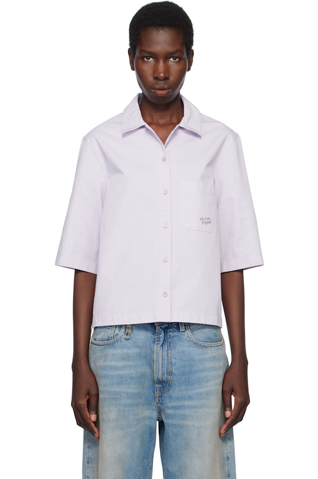 

Короткая рубашка свободного кроя Maison Kitsuné, цвет soft mauve