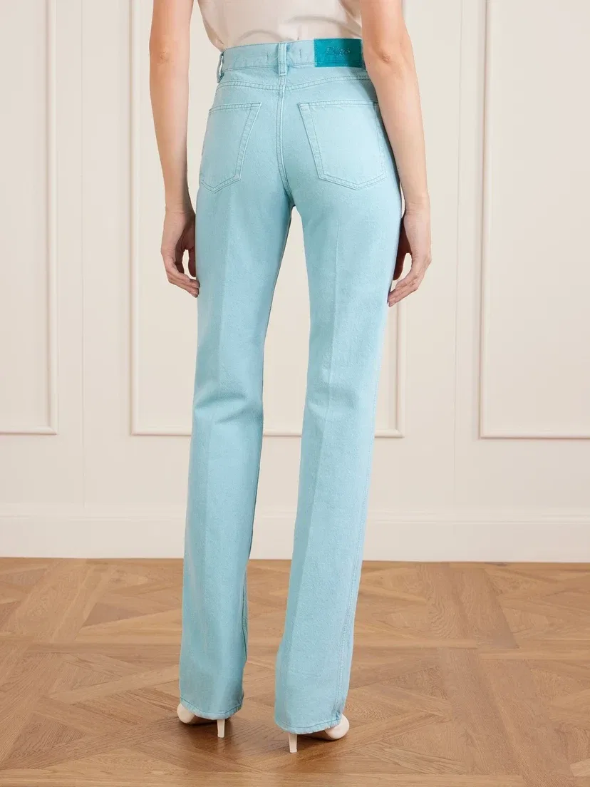 Джинсы облегающие с высокой талией CHLOÉ, бирюзовый — фото 3