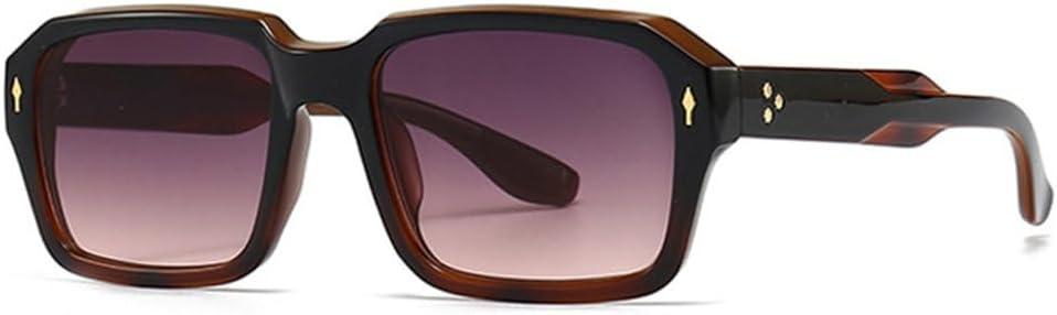 

Солнцезащитные очки MUTYNE Retro Rivets для мужчин в стиле панк с градиентным переходом цвета, модные квадратные солнцезащитные очки для женщин, цвет «зеленый чай», Black Tea Gray Pink