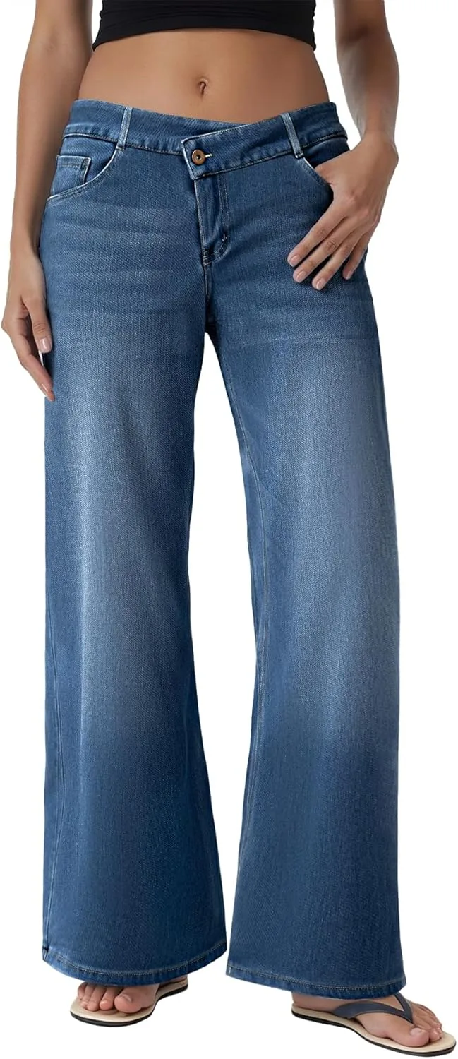 

Женские джинсы Wide Leg, низкая посадка, свободный крой LAOTEPO