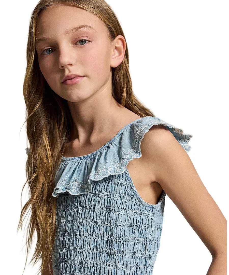 Polo Ralph Lauren Платье для девочек 7-16 лет с круглым вырезом и отделкой под чернику — фото 3