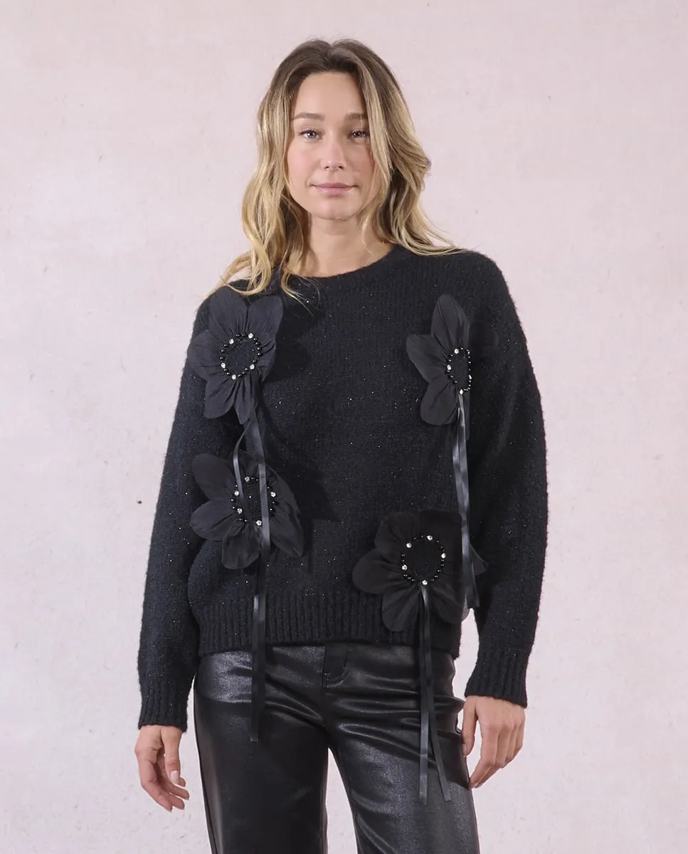 

Женский джемпер с длинным рукавом с цветочным узором Molly Bracken, черный