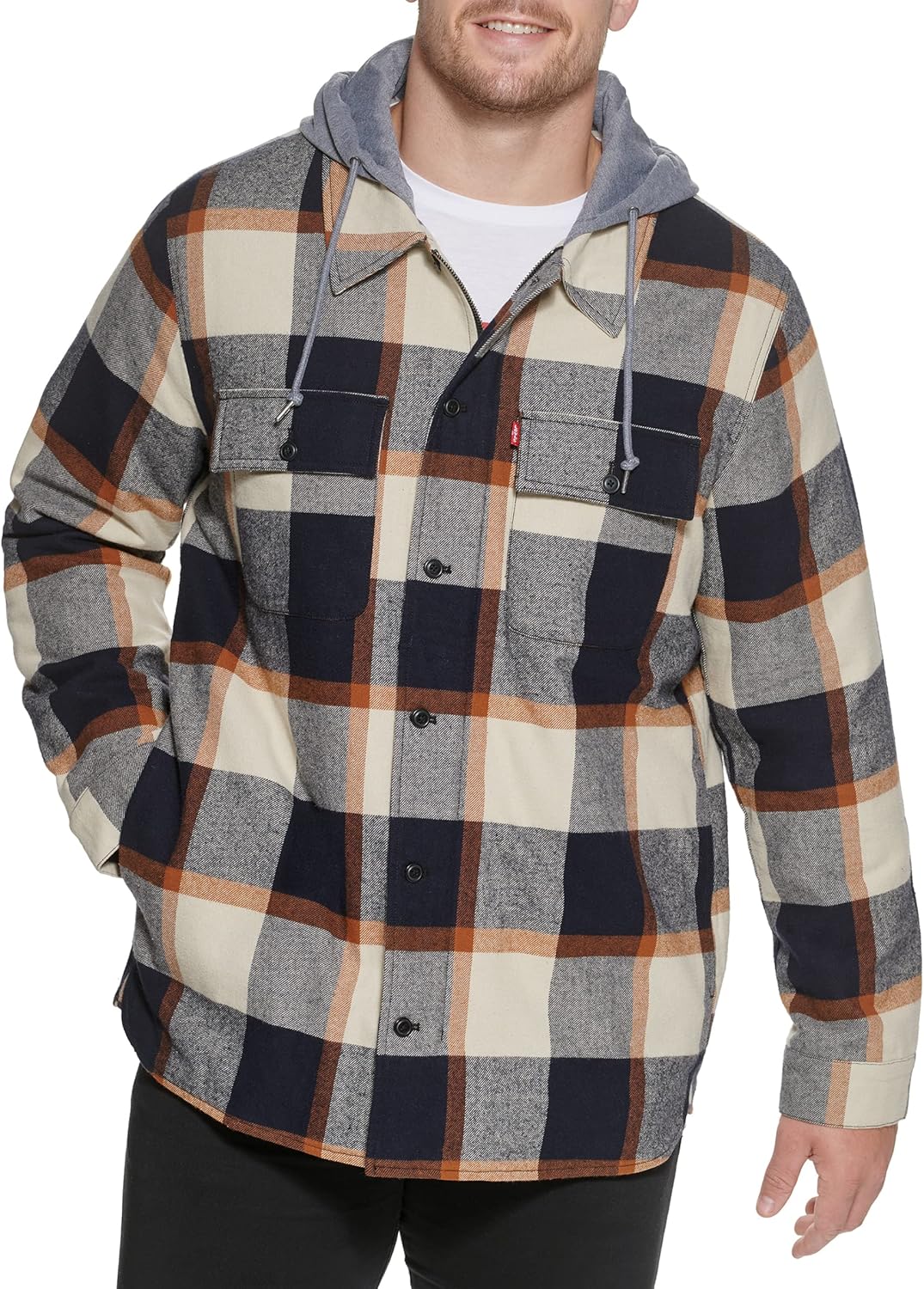 

Мужская клетчатая куртка-рубашка Levi's с капюшоном и подкладкой из шерпы (стандартные размеры, большие и высокие), Skater Plaid