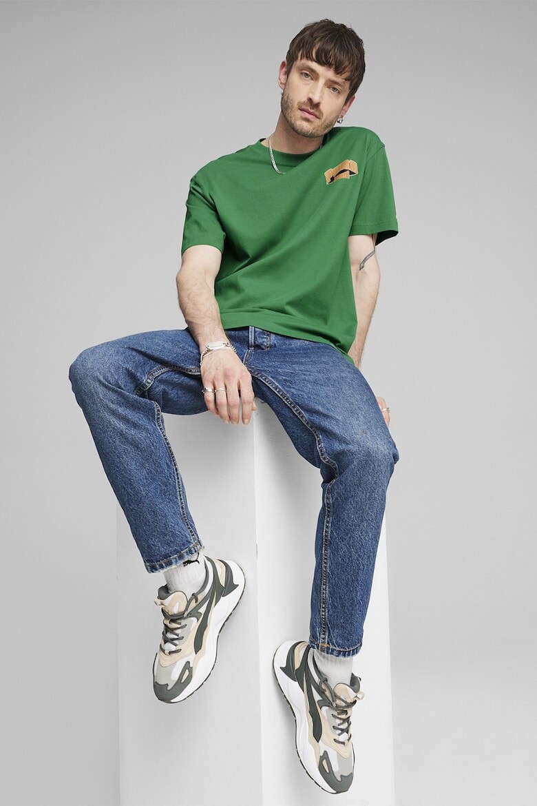 

Футболка с овальным вырезом и принтом на спине Puma, зеленый