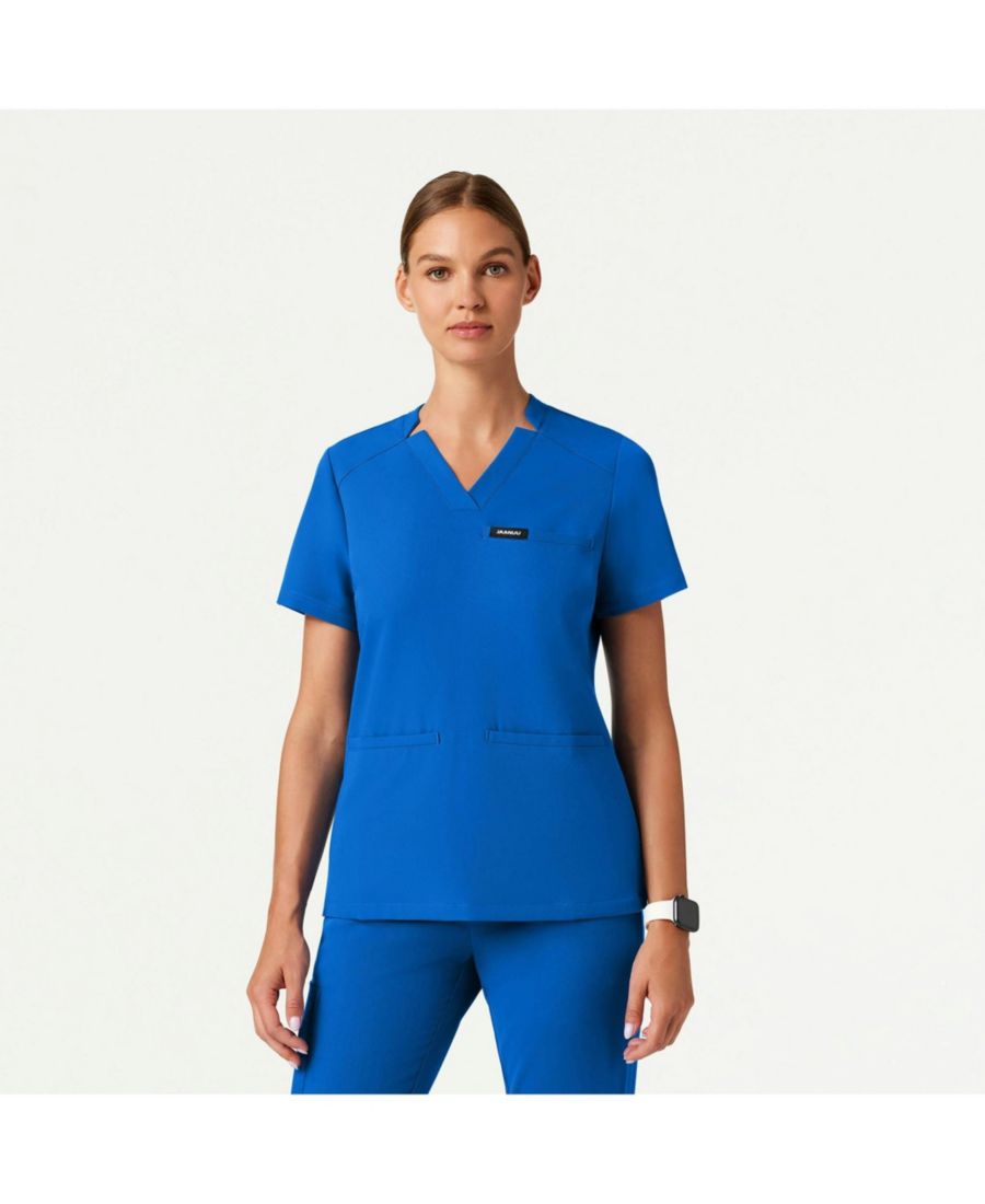 

Женская медицинская рубашка Helia с тремя карманами, облегающим силуэтом и V-образным вырезом Jaanuu, Royal blue