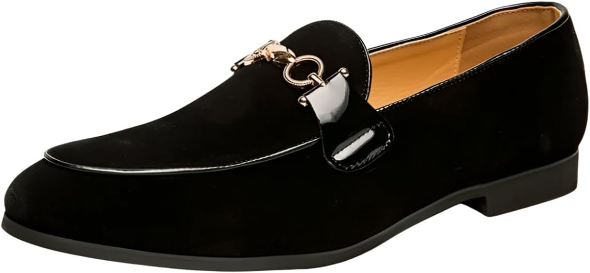 

Мужские лоферы Santimon Мокасины Лоферы с лошадиной пряжкой Слипоны Комфортная обувь для офиса Модные деловые туфли для мужчин, черный