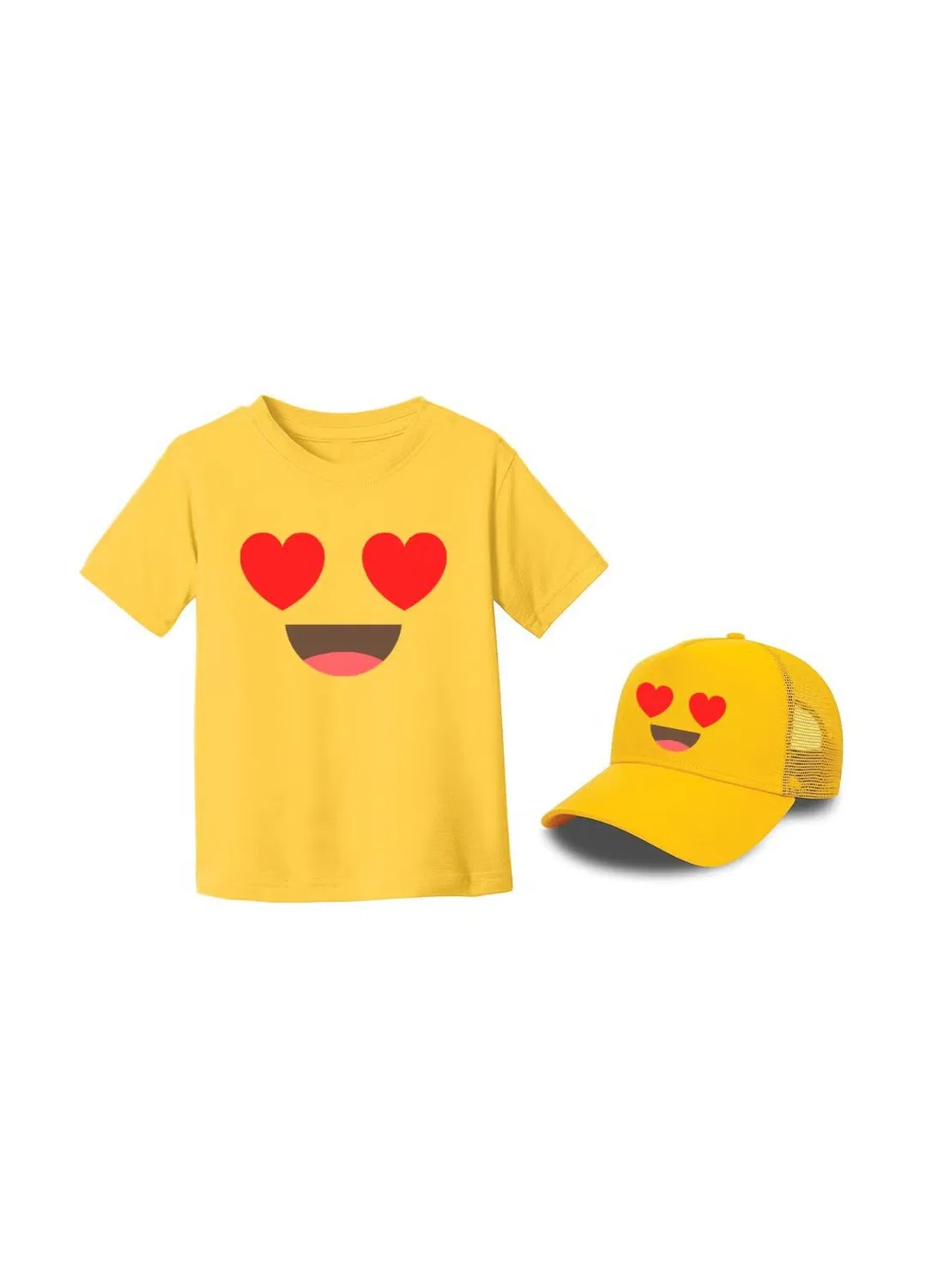 Комплект футболки и кепки с улыбающимся лицом, Printshop4Me, желтый