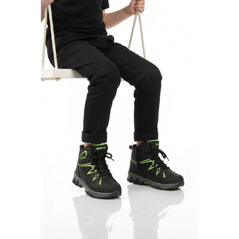 Детские утепленные ботинки для мальчиков с флисовой подкладкой, Black Green Aspor